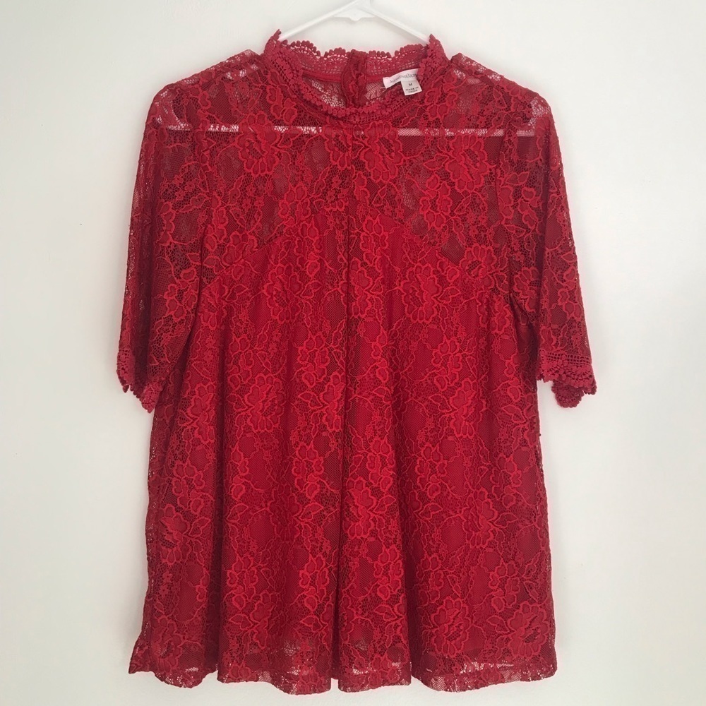 John Paul Richard tunic top lace red size M